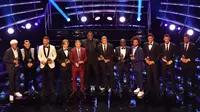Para pemain yang terpilih masuk daftar FIFPro World XI 2018 di London, Senin (24/9/2018). (AFP/Ben Stansall)
