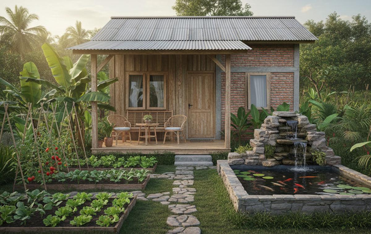 7 Model Rumah Mungil dengan Kebun, Teras dan Kolam Ikan Mini, Sederhana Tapi Asri