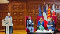 Ketua Komisi IV DPR RI, Siti Hediati Soeharto atau Titiek Soeharto dalam peluncuran koalisi parlemen untuk perlindungan laut atau International Coalition for Ocean Protection (ICOP) di Centre Univesitaire Mediterraneen (CUM) de Niza, Green Zone, Prancis, Minggu 8 Juni 2025 lalu. (Tim News).