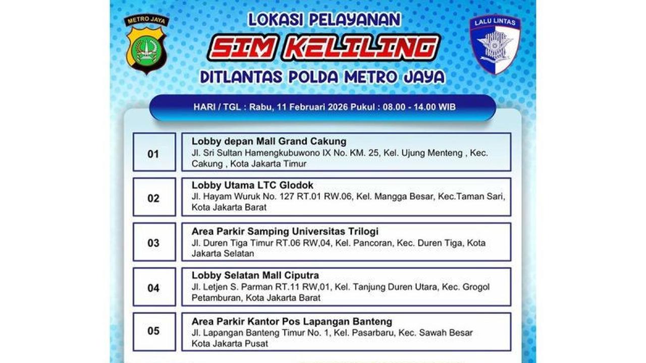 SIM Keliling Jakarta: Ditlantas Polda Metro Jaya Sediakan Lima Lokasi Perpanjangan SIM A dan C