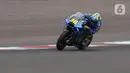 Pembalap Team Suzuki Ecstar, Joan Mir saat sesi kualifikasi MotoGP di Pertamina Mandalika International Street Sirkuit, Nusa Tenggara Barat, Sabtu (22/3/2022). (Liputan6.com/Helmi Fithriansyah)