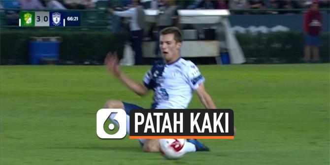 VIDEO: Ngilu, Pemain Bola Remaja Alami Patah Kaki Saat Bertanding