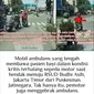 Tangkapan layar aksi oknum anggota TNI AD diduga menghalangi laju mobil ambulans di Jakarta Timur. (@memomedsos)