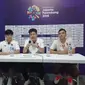 Pelatih timnas bola tangan Indonesia putra, Yoon Tae (tengah), mengutarakan sikap optimistis meski timnya baru takluk 17-40 dari Hong Kong dalam laga pertama Grup C Asian Games 2018, di GOR POPKI, Cibubur, Senin (13/8/2018).