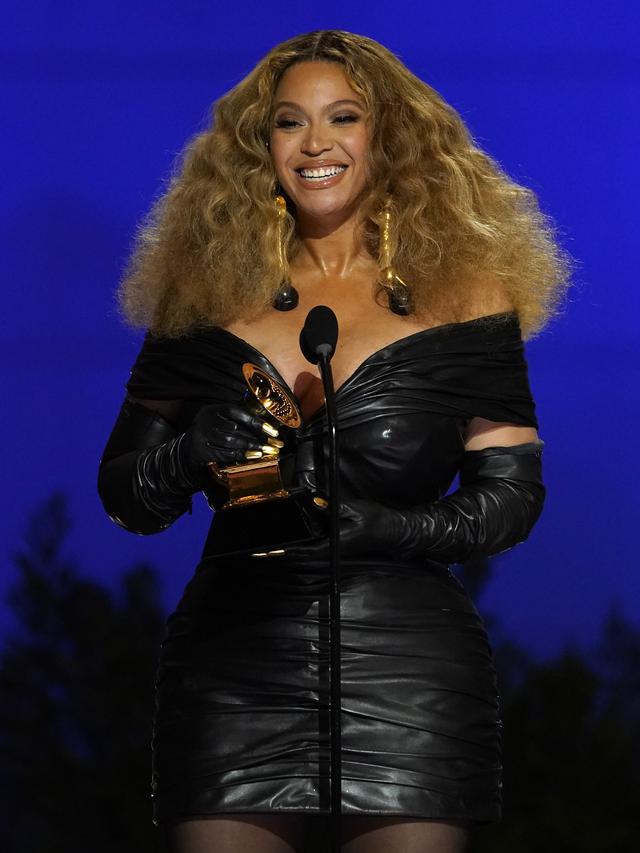 Beyonce dalam Grammy Awards 2021. (AP Photo/Chris Pizzello)