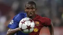 4. Samuel Eto'o  - Samuel Eto'o menjadi predator mematikan bersama Barcelona pada tahun 2004-2009. Selama lima musim berkostum Barcelona, Eto'o mencatatkan 130 gol dari 199 penampilan di berbagai kompetisi. (AFP/Filippo Monteforte)