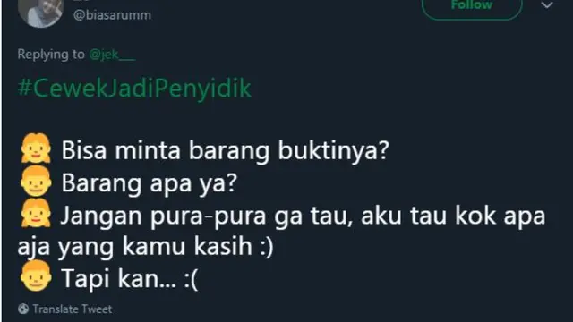 Gemas, 7 Cuitan Lucu Kalau Cewek Jadi Penyidik