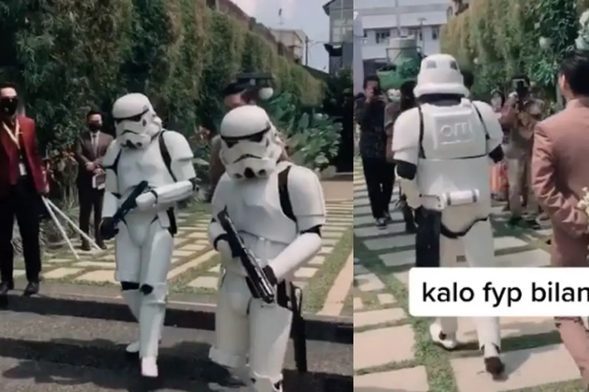 Viral Penikahan Bertema Star Wars, Pengantin Pria Dikawal Stromtrooper