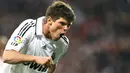 Real Madrid's Klaas Jan Huntelaar celebrates his goal against Atletico Madrid during their La Liga match at Santiago Bernabeu in Madrid on March 7, 2009. AFP PHOTO/PIERRE-PHILIPPE MARCOU