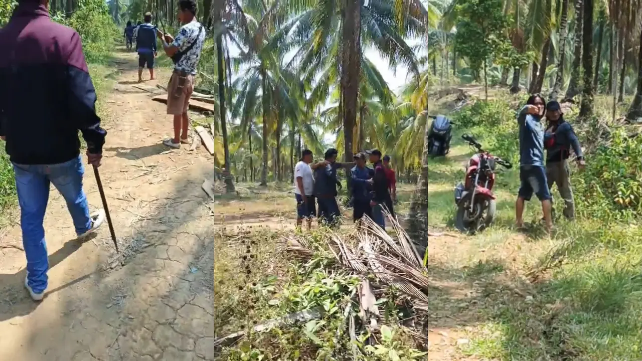Tangkapan layar video amatir konflik warga terkait lahan sawit di Pesisir Barat, Lampung .