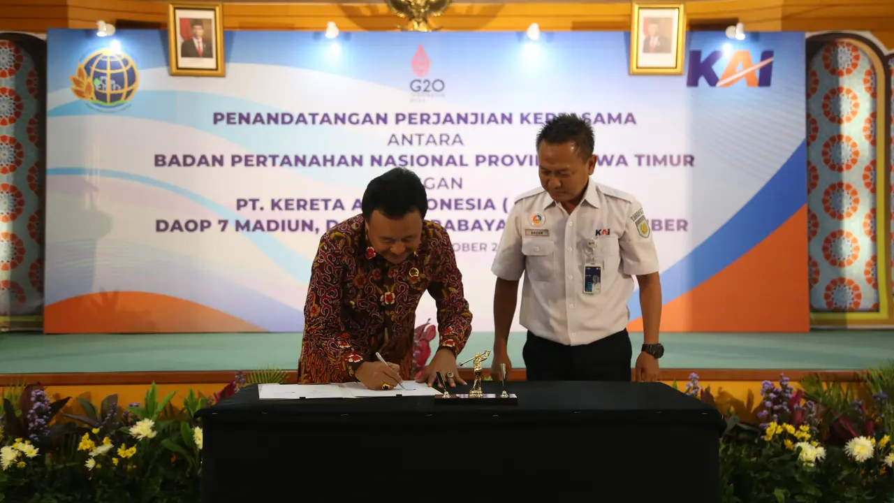 PT KAI  Daop 9 Jember lakukan penandatangan perjanjian kerjasama pengaman aset dengan BPN Jawa Timur (Istimewa)