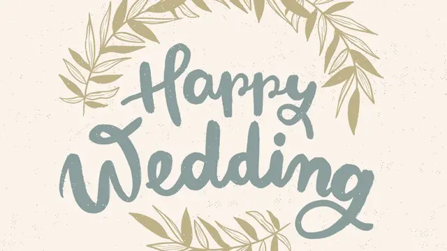 Ilustrasi happy wedding, ucapan pernikahan, menikah