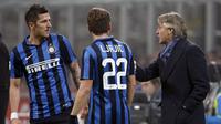 Stevan Jovetic membantah berseteru dengan Mauro Icardi setelah Inter Milan takluk 1-2 dari Lazio,  Senin (21/12/2015) dini hari WIB. (Reuters/Sergio Perez)