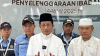 Menteri Agama Nasaruddin Umar didampingi anggota Amirul Hajj Jenderal (Purn) Dudung Abdurachman dalam konferensi pers di Makkah, Rabu, 11 Juni 2025. (dok. MCH 2025)