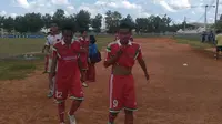Risdianto (depan) menjadi pahlawan kemenangan Timnas Pelajar Indonesia saat mengalahkan Trang Sports 2-1 di perempatfinal Sports School Games 2015. (istimewa)