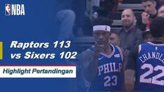 Kawhi Leonard mencetak 36 poin dan Jonas Valanciunas menambahkan 26 dari bangku cadangan ketika Toronto Raptors mengalahkan Philadelphia 76ers, 113-102.