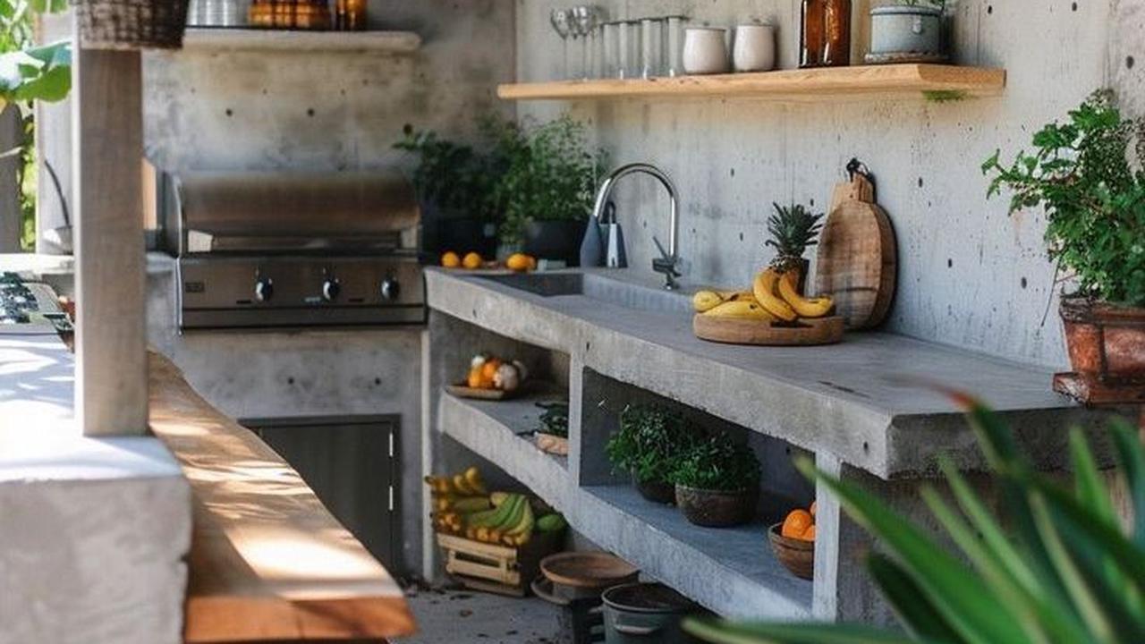 Desain Dapur Minimalis Sederhana di Desa dengan Lampu Hias