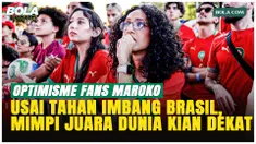 Suporter Maroko merayakan hasil imbang 1-1 melawan Brasil pada laga Grup C Piala Dunia 2026 di MetLife Stadium. Dari Rabat, para pendukung Atlas Lions memuji performa tim dan yakin Maroko mampu melangkah lebih jauh pada turnamen tahun ini.