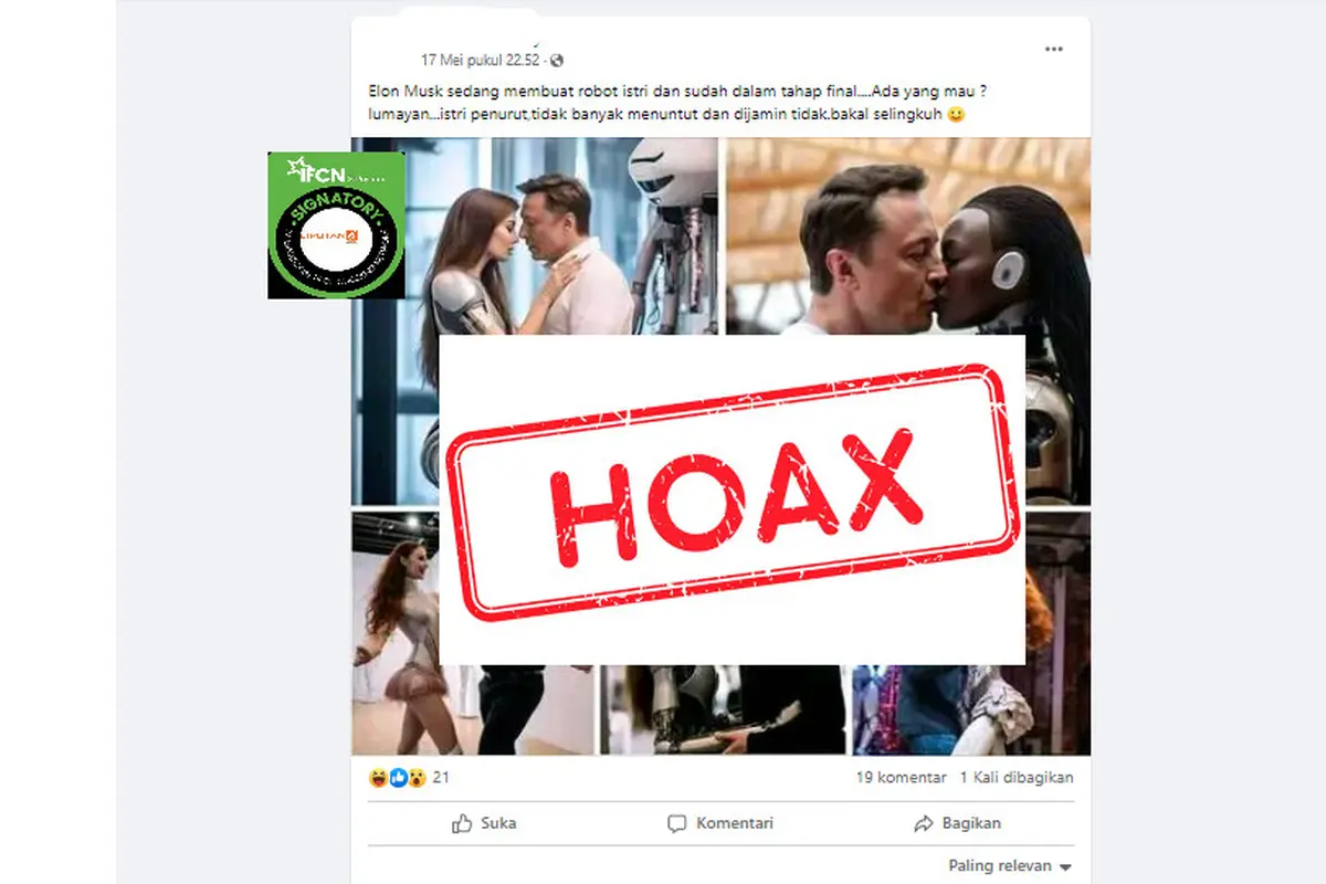 Tangkapan layar salah satu hoaks seputar AI