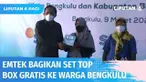 Uji coba guna mendukung migrasi siaran televisi analog ke siaran TV digital, Emtek Group bagikan set top box gratis di wilayah Kota Bengkulu dan Kabupaten Bengkulu Tengah.