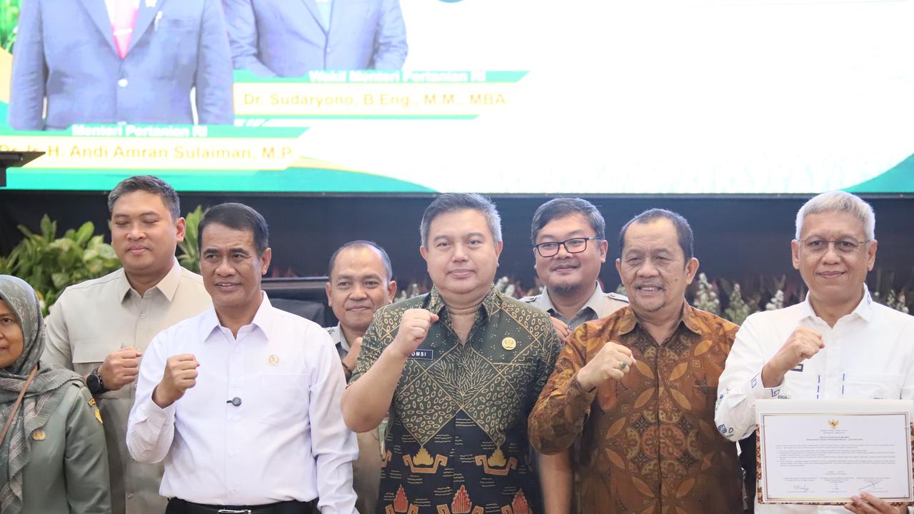 Rapat Koordinasi (Rakor) Perluasan Penerapan Budi Daya Padi Pertanian Modern Advanced Agricultural System (PM-AAS) di Kantor Kementerian Pertanian (Kementan), Jakarta, Kamis (9/7).