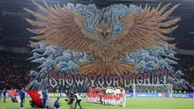 Koreo La Grende Indonesia jelang duel Timnas Indonesia versus Bahrain pada laga kedelapan putaran ketiga Grup C kualifikasi Piala Dunia 2026 zona Asia di Stadion Utama Gelora Bung Karno, Jakarta, Selasa (25/3/2025) malam WIB. (Bola.com/Bagaskara Lazuardi)