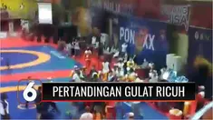 Perebutan medali perunggu dalam final pertandingan gulat PON XX Papua berlangsung ricuh. Tim gulat Papua yang tidak puas dengan hasil penilaian juri menyerang panitia penyelenggara.
