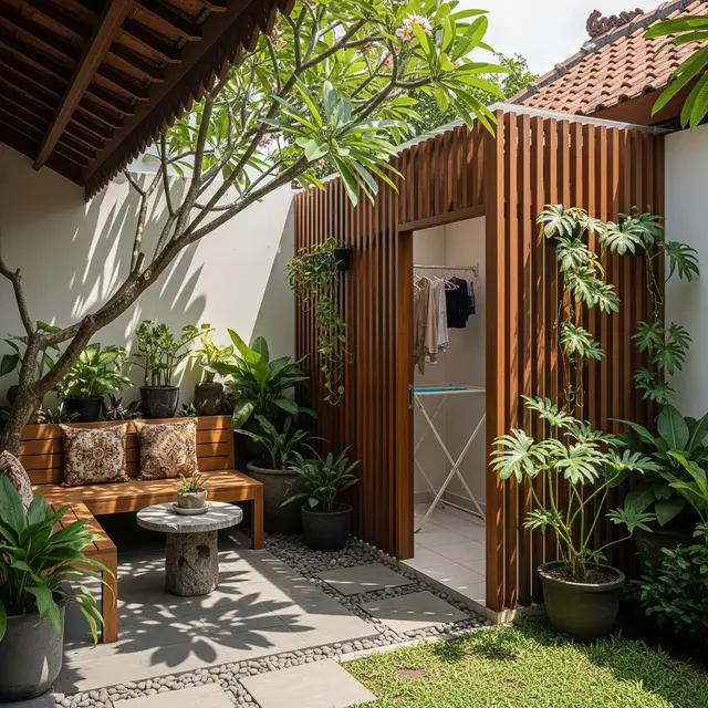9 Ide Halaman Belakang Multifungsi Tempat Jemur Tetap Cantik, Area Efisien