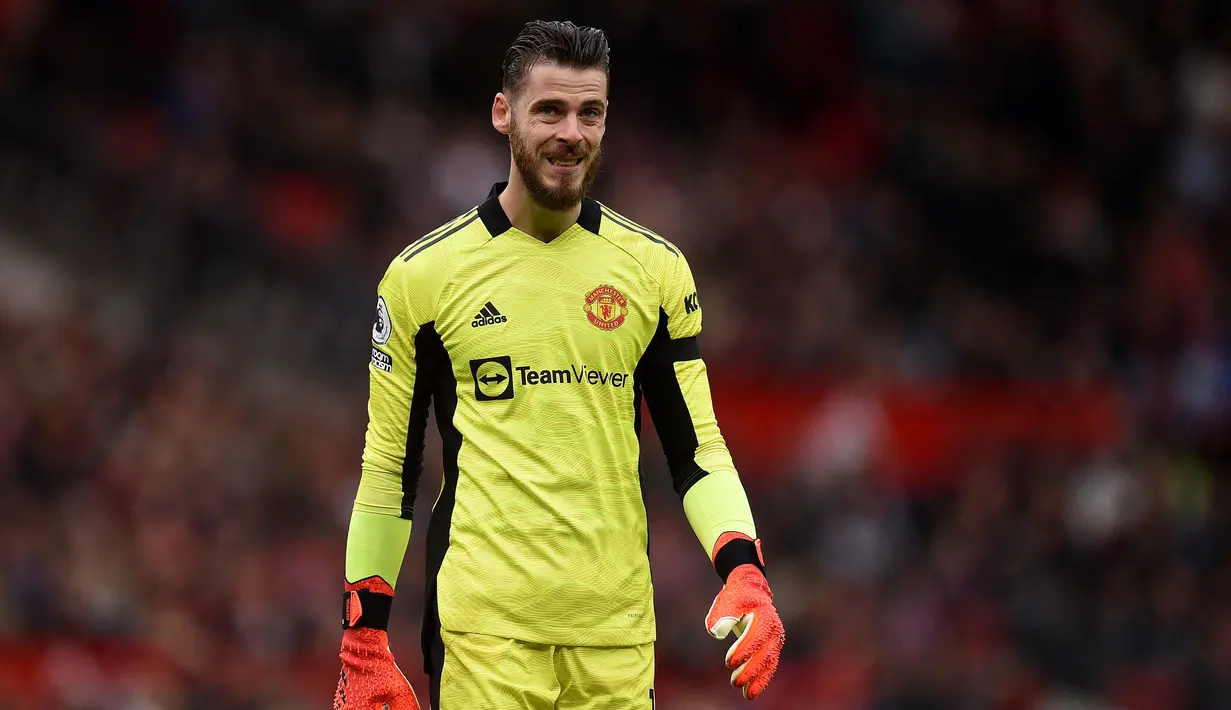 David de Gea merupakan pemain andalan Solskjaer di bawah mistar gawang Manchester United. Ia telah mencatatkan 990 menit bermain dengan mencatatkan dua clean sheet dan 2,9 penyelamatan per laga. (AFP/Oli Scarff)