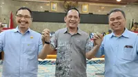 Pimpinan partai Gerindra, Nasdem dan PKS dalam koalisi maju bersama untuk Pilkada Serentak Kota Cirebon 2024. Foto (Liputan6.com / Panji Prayitno)