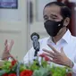 Presiden Jokowi mengingatkan jajarannya mewaspadai peningkatan kasus penularan COVID-19 di banyak negara Eropa, seperti Spanyol, Prancis, dan Jerman saat memimpin ratas di Istana Merdeka, Jakarta, Senin (24/8/2020). (Kementerian Sekretariat Negara)