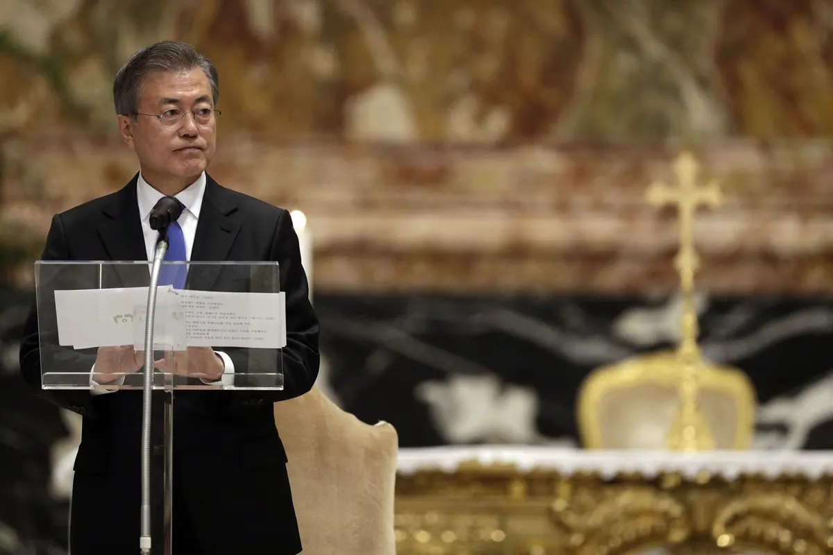 Presiden Korea Selatan Moon Jae-in saat melakukan kunjungan ke Vatikan, Rabu, 18 Oktober 2018 (AP)