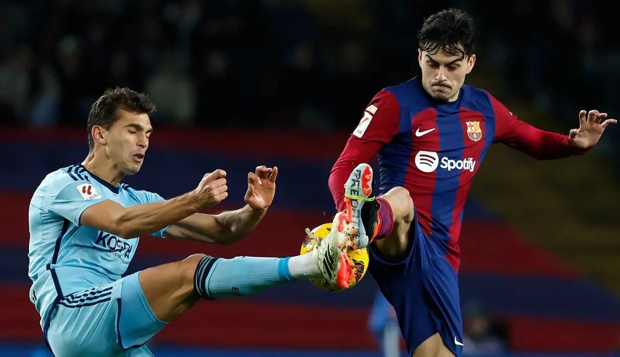 Sejumlah peluang terjadi sebelum akhirnya Vitor Roque berhasil mencetak gol di menit ke-63. (AP Photo/Joan Monfort)