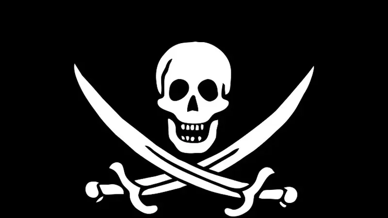 Jolly Roger atau simbol perompak karya bajak laut Jack Rackham atau Calico Jack. (Wikimedia)