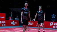 Kevin Sanjaya Sukamuljo/Marcus Fernaldi Gideon di BWF World Tour Finals 2019, Kamis (12/12/2019). (PBSI)