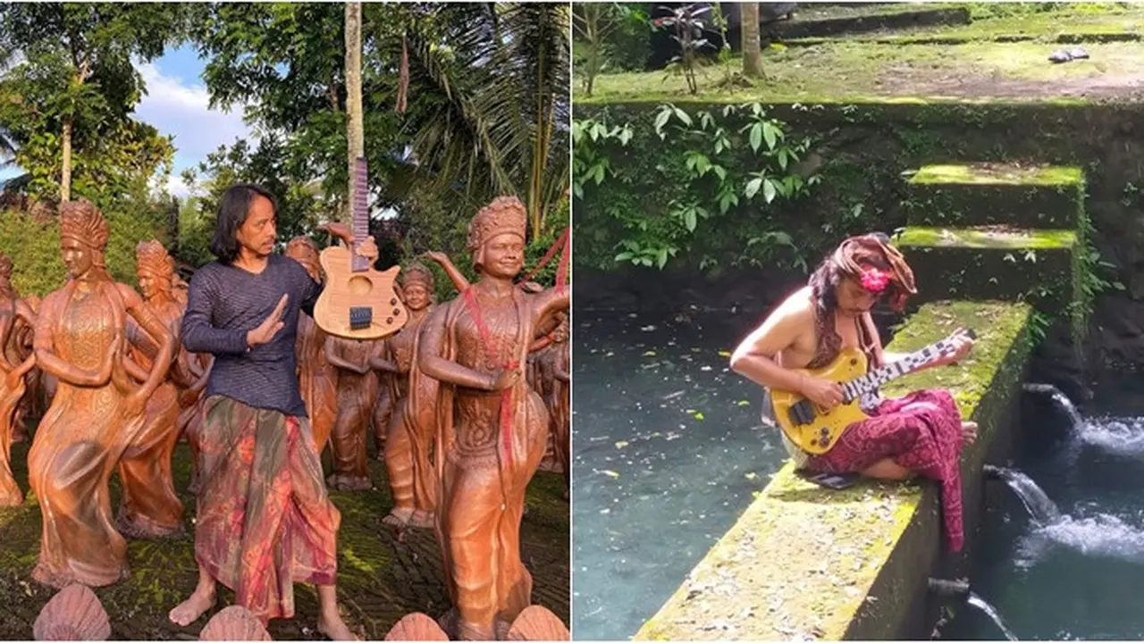 Tampil Beda, Ini 6 Potret Dewa Budjana Bawa Gitar di Berbagai Tempat Estetik