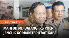 Menko Polhukam Mahfud MD mendatangi Rumah Sakit Polri, Kramat Jati, Jakarta Timur, untuk menjenguk Sultan Rifa'at Alfatih korban terjerat kabel fiber optik di kawasan Jakarta Selatan.