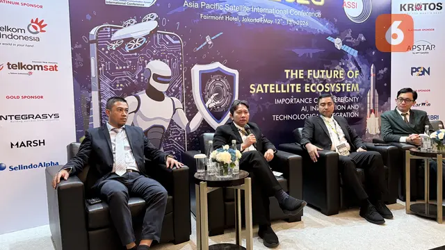 Konferensi pers Asia Pacific Satellite International Conference (APSAT 2026), Selasa (12/5/2026) di Jakarta. Liputan6.com/Iskandar