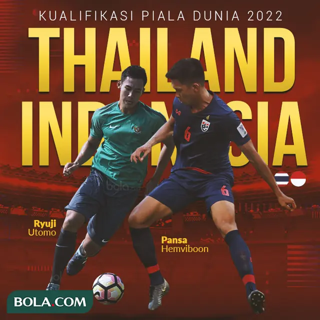 Kualifikasi Piala Dunia - Thailand Vs Indonesia - Pansa Hemviboon Vs Ryuji Utomo