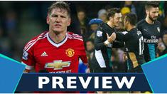 Arsenal  menantang Sunderland di Emirates Stadium dan Manchester United melawan West Ham United pada lanjutan Premier League pekan ke-15, Sabtu (5/12/2015).