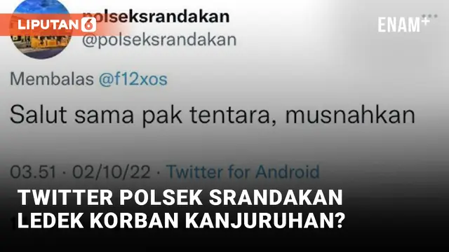 Twitter Polsek Srandakan Dukung Kekerasan Aparat di Tragedi Kanjuruhan?