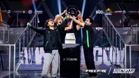 Team Falcons yang berhasil keluar sebagai juara kompetisi EWC: Free Fire 2024. (Dok: Garena Free Fire)