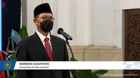 Presiden Joko Widodo (Jokowi) resmi melantik melantik Bambang Susantono menjadi Kepala Badan Otorita Ibu Kota Negara (IKN) Nusantara, dan Dhony Rahajoe sebagai Wakil Kepala IKN, di Istana Negara, Kamis (10/3/2022).