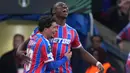 Ini menjadi final Conference League pertama Crystal Palace. Mereka akan melawan Rayo Vallecano di Red Bull Arena, Leipzig, Jerman, Rabu (27/05) mendatang. (AP Photo/Alastair Grant)