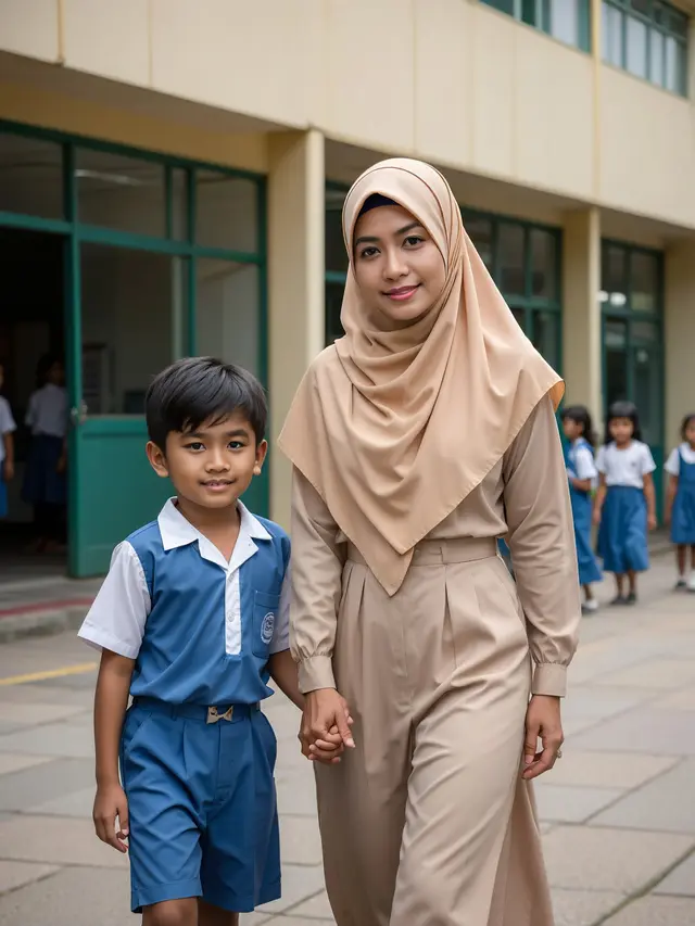 Baju Ibu Antar Anak Sekolah