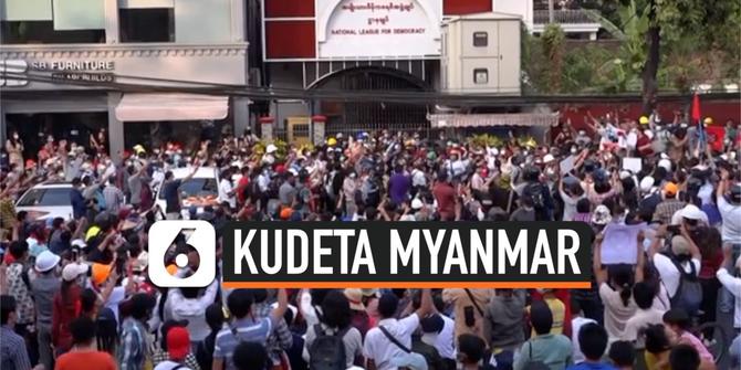 VIDEO: Kantor Partai Aung San Suu Kyi Dipenuhi Demonstran Anti Kudeta Militer Myanmar