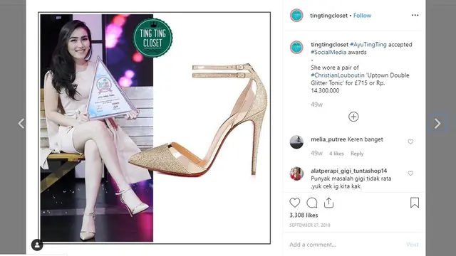 7 Koleksi Sepatu Mewah Ayu Ting Ting, Harganya Puluhan Juta