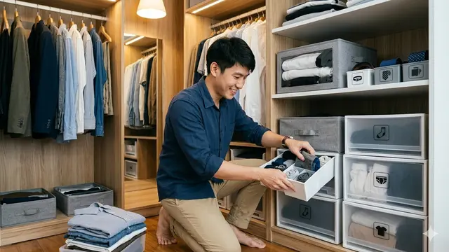 Cara Mengatur Lemari Pakaian (Foto: Gemini AI)
