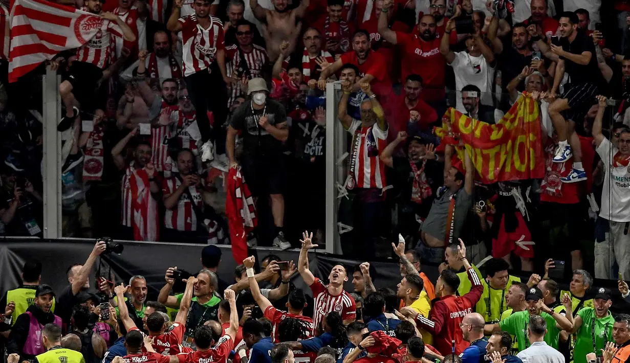 Olympiakos menang 1-0 atas Fiorentina. (Theophile BLOUDANIS/AFP)