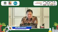 Menteri Koordinator Bidang Perekonomian Airlangga Hartarto dalam acara Pekan Riset Sawit Indonesia, Rabu (17/11/2021).